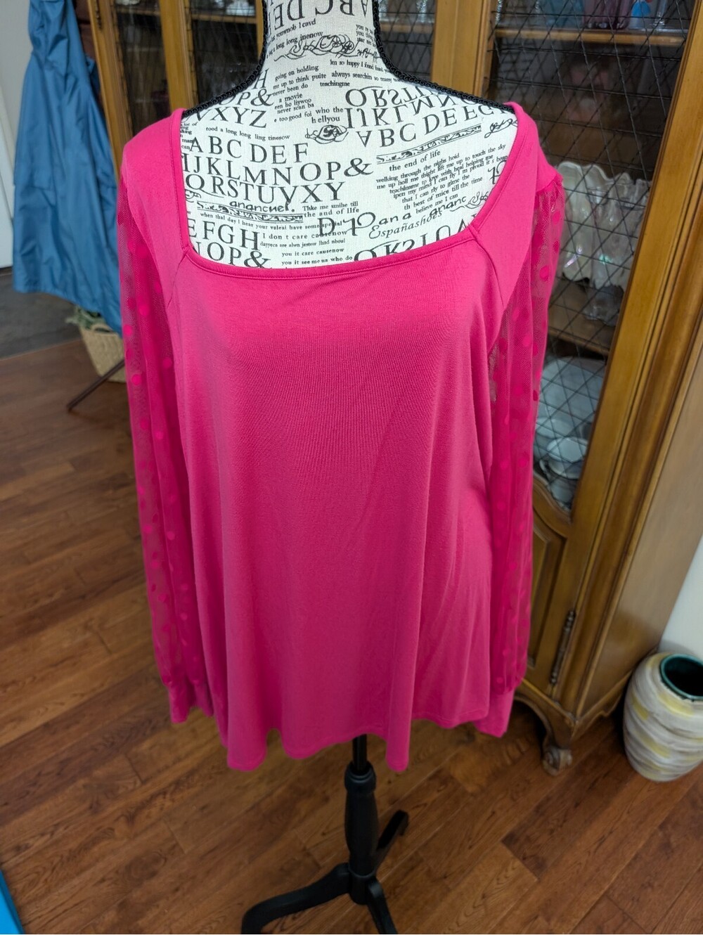 Torrid Super Soft Long Sleeve Sheer Sleeve Hot Pink Knit Top Size 3/3X
